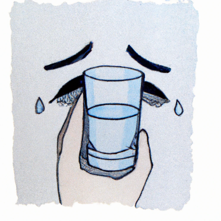 A glass looking sad