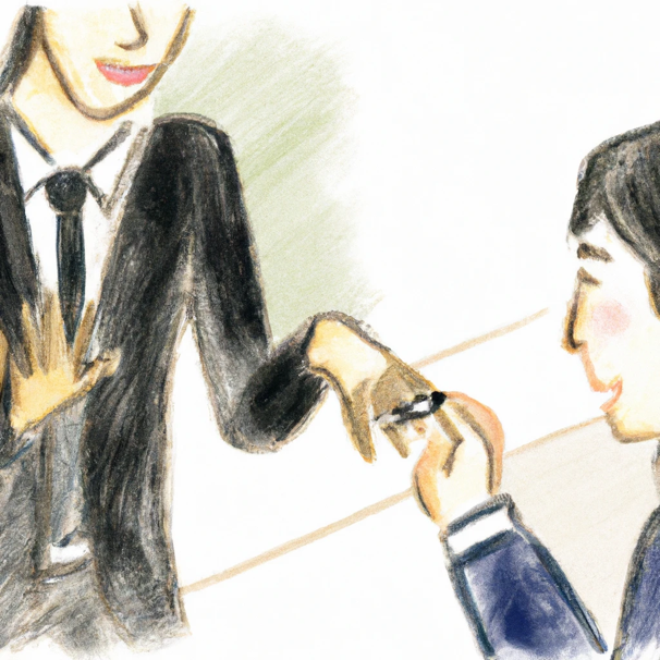 A picture containing a person proposing