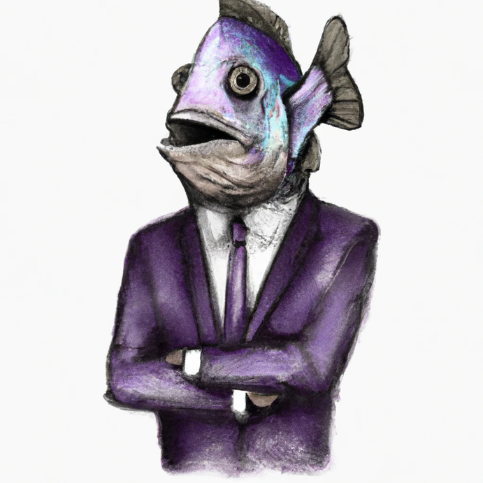 A person with the head of a fish