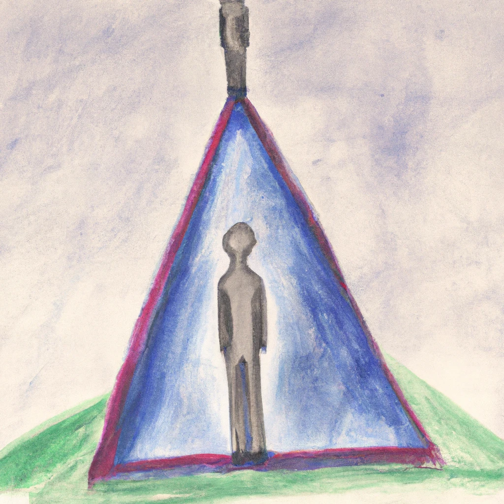 A person inside of a triangle