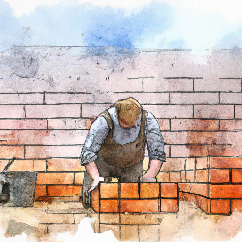 A person painting a brick wall Description automatically generated with medium confidence